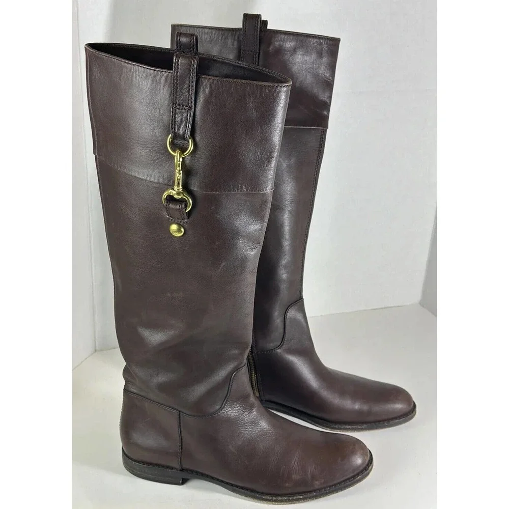 Coach Martta Tall Riding Boots Brown Leather Shoes Women's Size 8.5 B - Picture 16 of 16